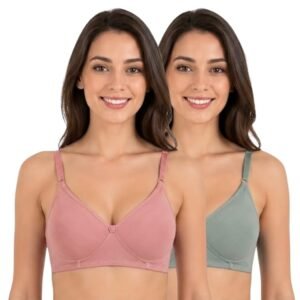 The Faha Women's Cotton Full Coverage Padded Wirefree Everyday Bra | Pack of 2