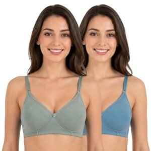 The Faha Women's Cotton Full Coverage Non-Padded Wirefree Everyday Bra | Pack of 2