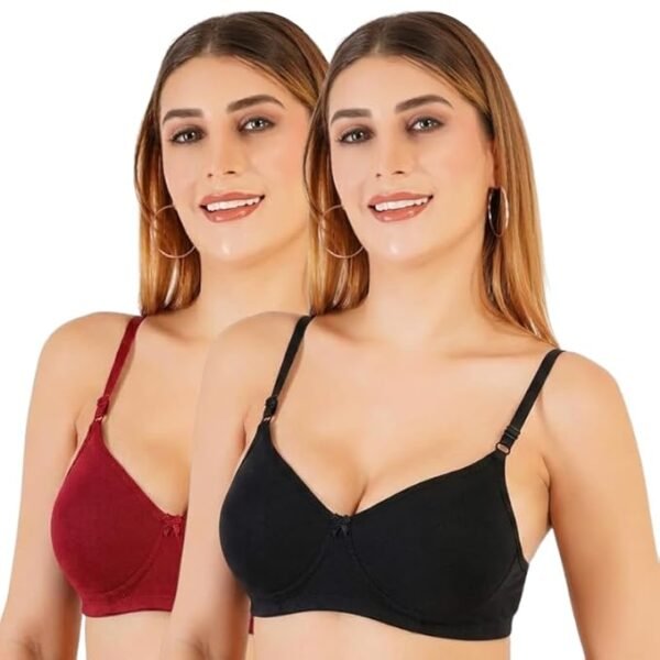 The Faha Women's Cotton Full Coverage Non-Padded Wirefree Everyday Bra | Pack of 2