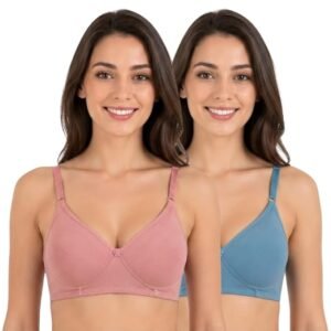 The Faha Women's Cotton Full Coverage Padded Wirefree Everyday Bra | Pack of 2