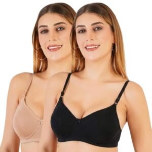 The Faha Women's Cotton Full Coverage Non-Padded Wirefree Everyday Bra | Pack of 2