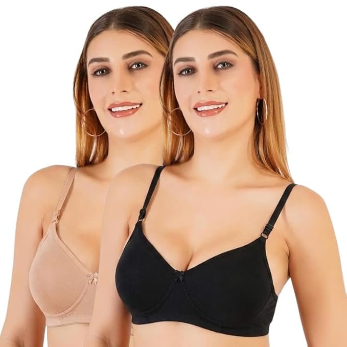 The Faha Women’s Cotton Full Coverage Non-Padded Wirefree Everyday Bra | Pack of 2