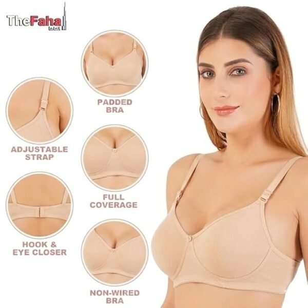The Faha Women's Cotton Full Coverage Non-Padded Wirefree Everyday Bra | Pack of 2