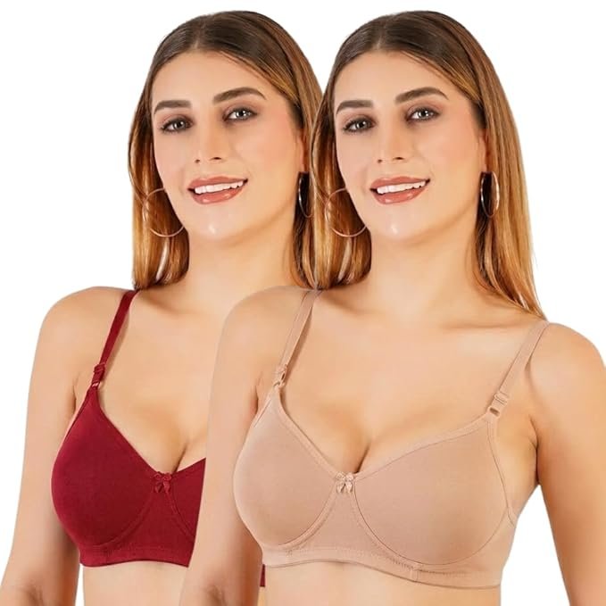 The Faha Women’s Cotton Full Coverage Non-Padded Wirefree Everyday Bra | Pack of 2